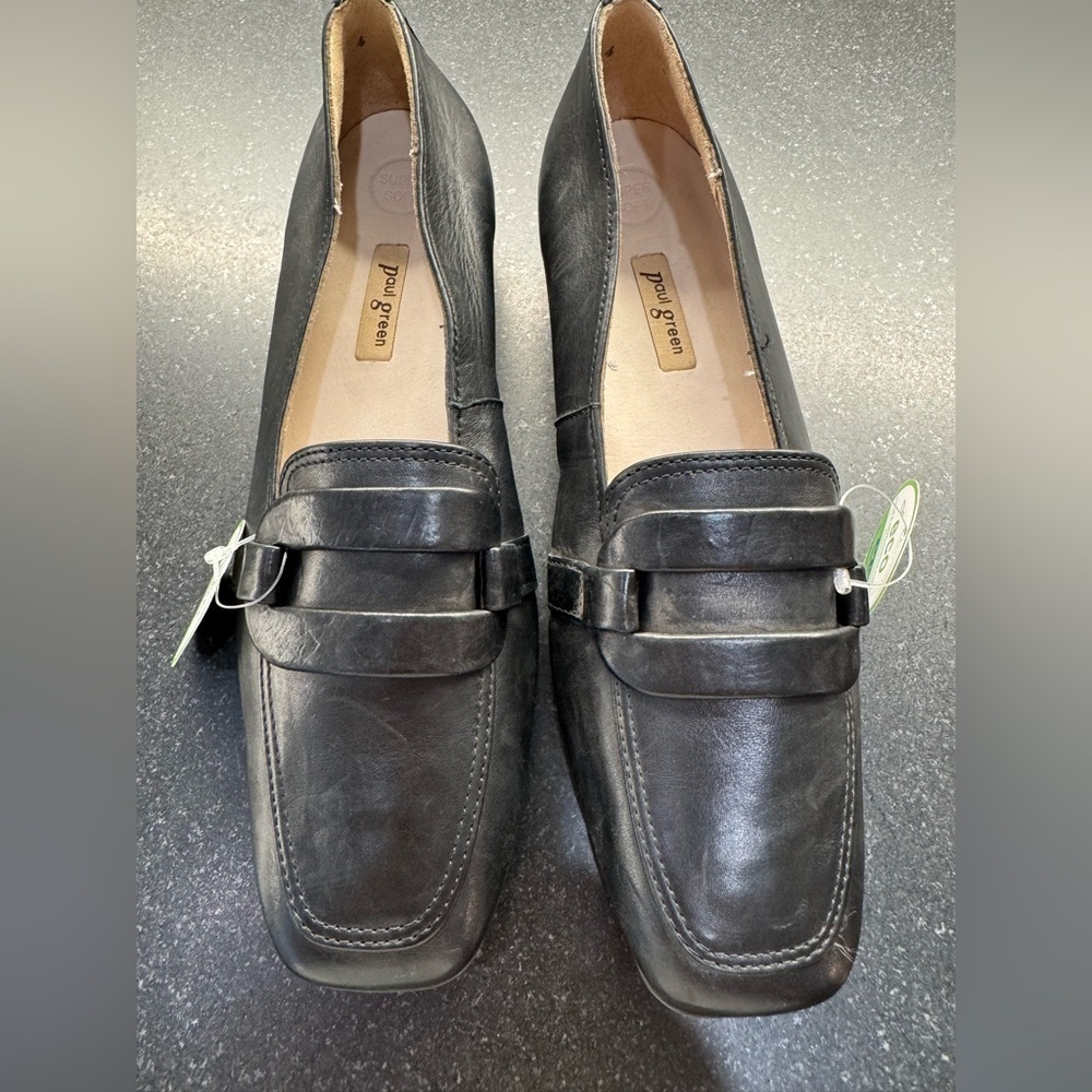 Paul Green Slip On Loafer Black leather UK Sz 4 US Sz 6 super soft NEW